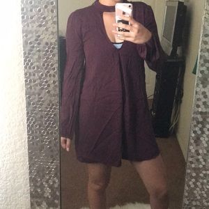 Violet button up dress. Low cute front dress.